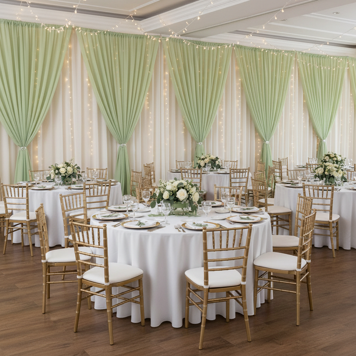 Chiffon Curtain Drape 14ft H x 58" W Panel - Sage Green