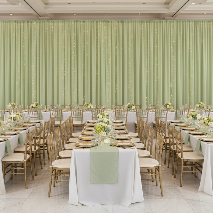 Chiffon Curtain Drape 14ft H x 58" W Panel - Sage Green