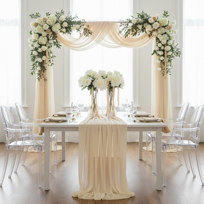 Chiffon Fabric Bolt 58" x 10 yards - Champagne.
