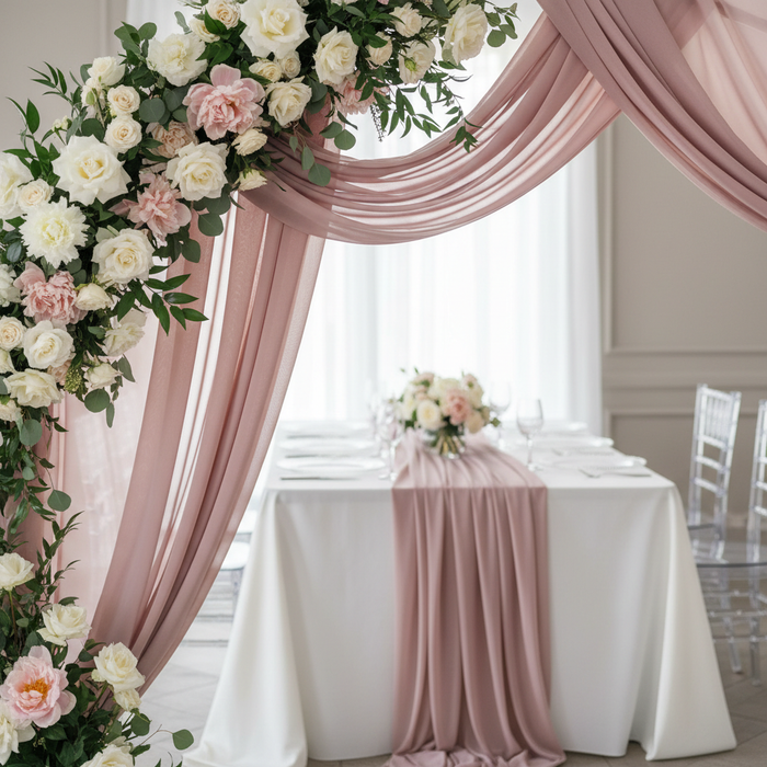 Chiffon Fabric Bolt 58" x 10 yards - Dusty Rose/Mauve.
