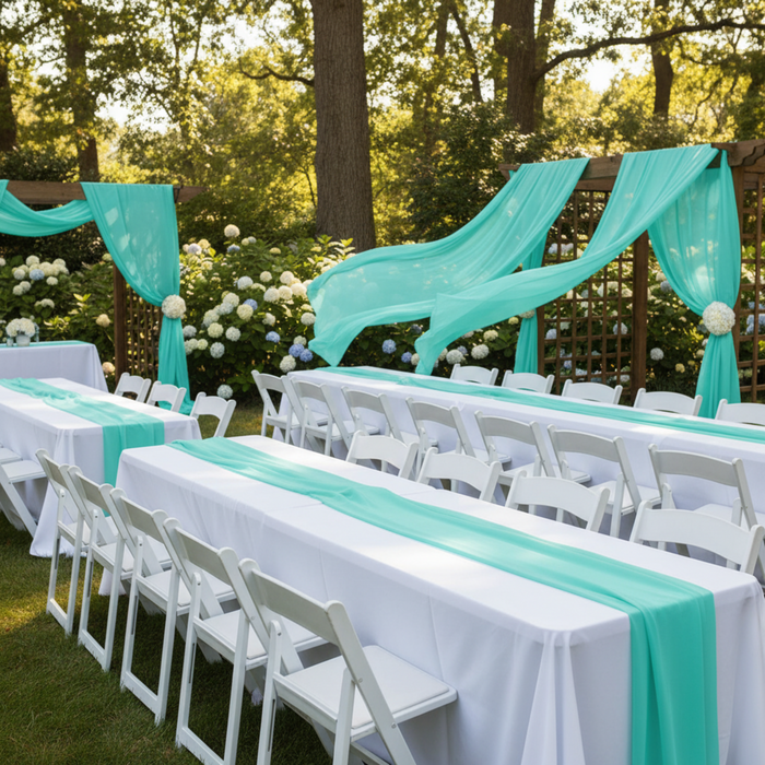 Outdoor Garden Event with Turquoise Chiffon