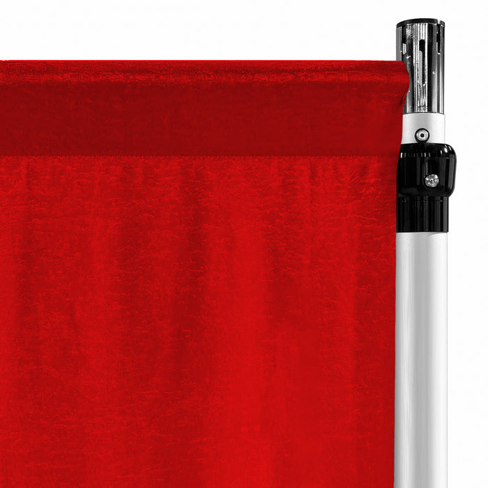 Crinkle Shimmer 10ft H x 52" W Drape/Backdrop Panel Red flat corner