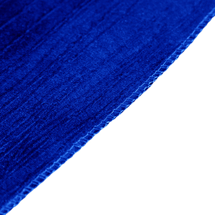 Crinkle Velvet 132" Round Tablecloth Royal Blue serged edge finish