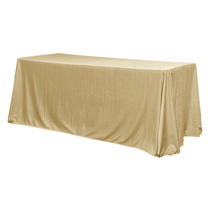 Crinkle Velvet 90"x132" Rectangular Tablecloth Champagne angled view