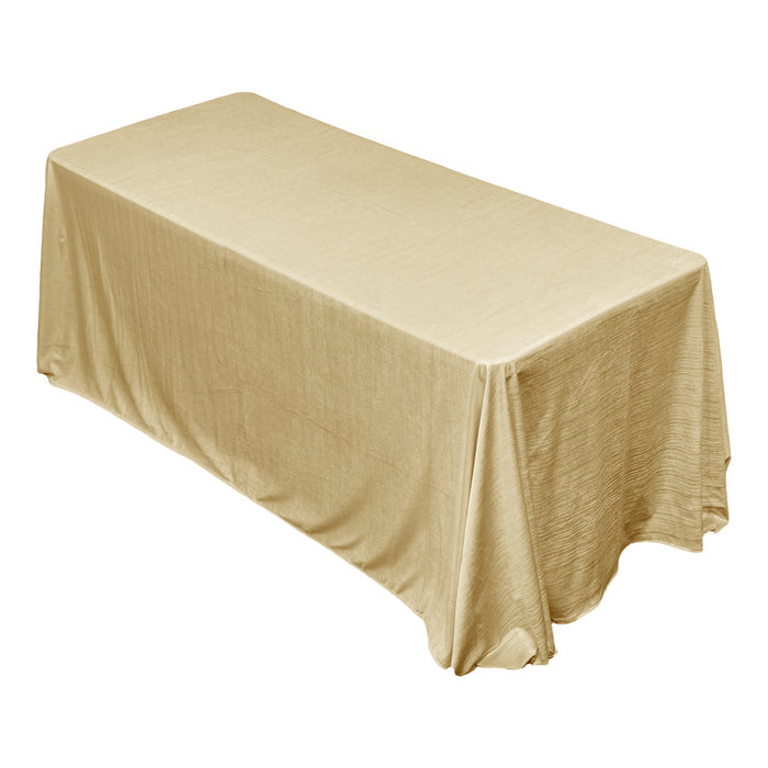 Crinkle Velvet 90"x132" Rectangular Tablecloth Champagne top view