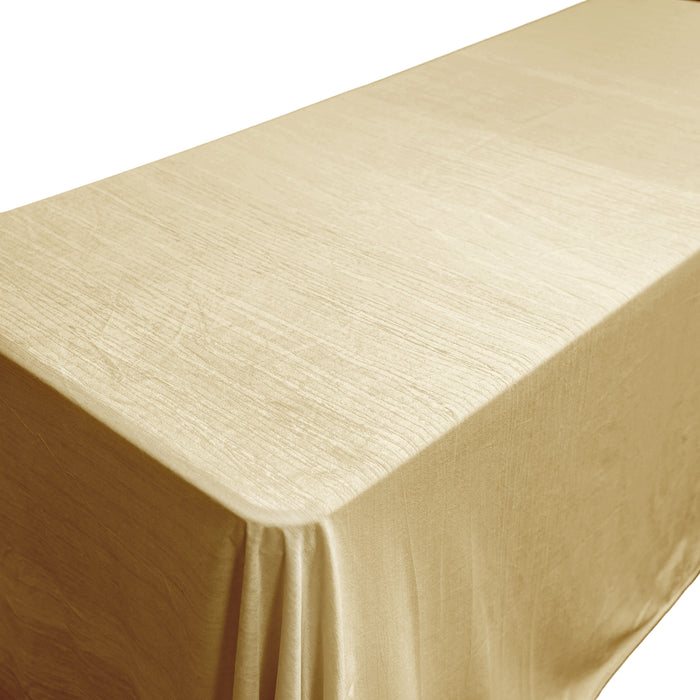 Crinkle Velvet 90"x132" Rectangular Tablecloth Champagne close up