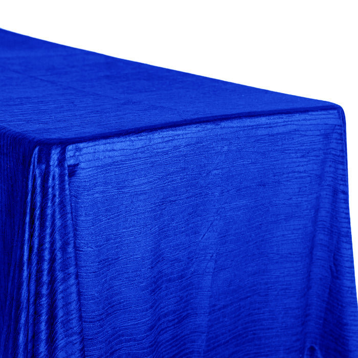 Crinkle Velvet 90"x132" Rectangular Tablecloth Royal Blue end view