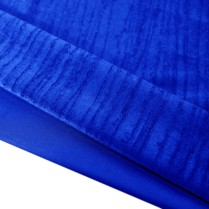 Crinkle Velvet 90"x132" Rectangular Tablecloth Royal Blue close up