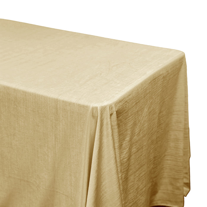 Crinkle Velvet 90"x156" Rectangular Tablecloth Champagne end close up