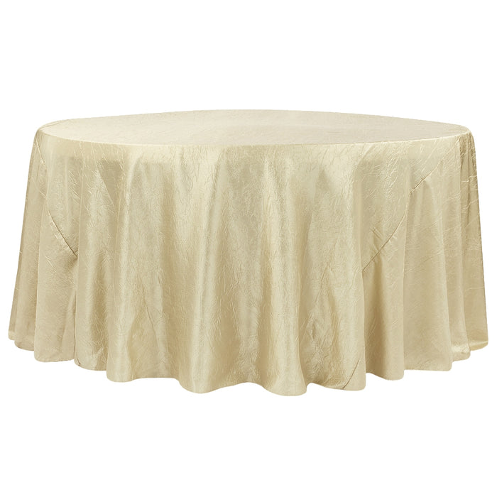 Crushed Taffeta 120" Round Tablecloth - Champagne - CV Linens