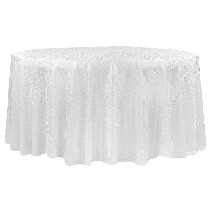 Crushed Taffeta 120" Round Tablecloth - White - CV Linens