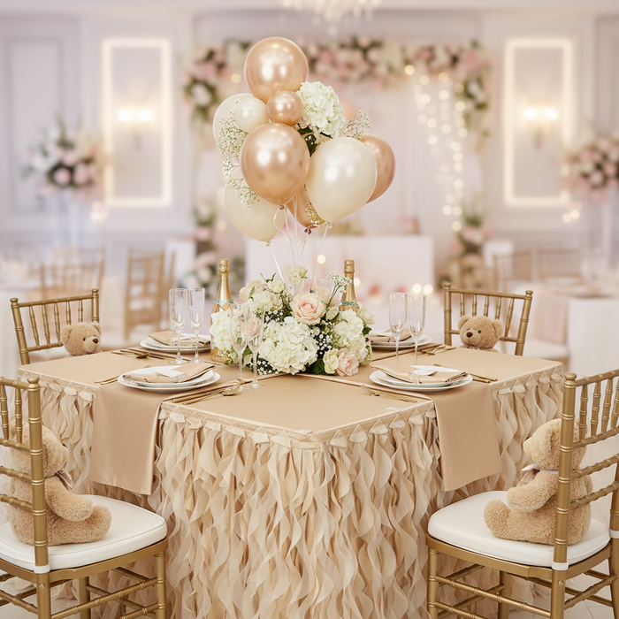Curly Willow 17ft Table Skirt - Champagne.