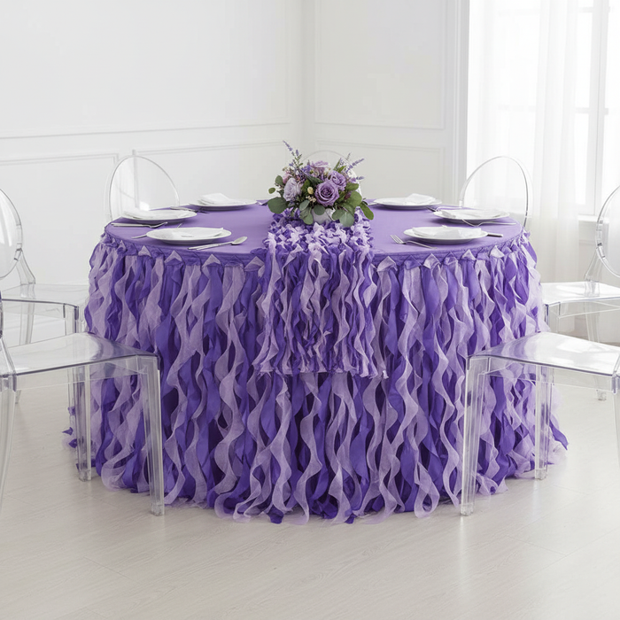 Curly Willow 17ft Table Skirt - Purple.