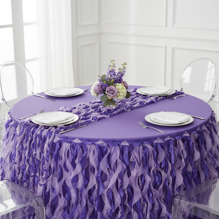 Curly Willow 17ft Table Skirt - Purple.