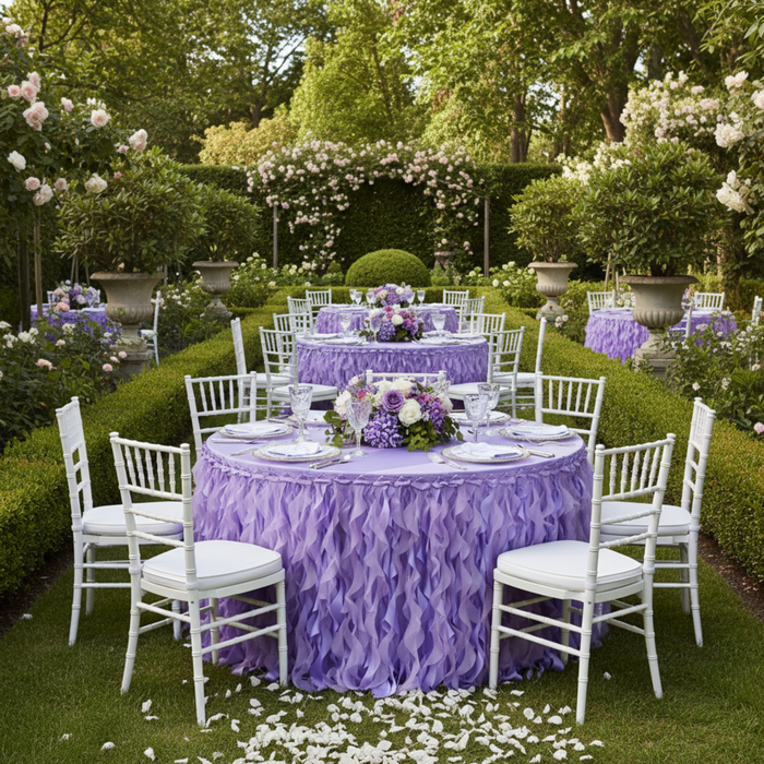 Outdoor Garden - Curly Willow Victorian Lilac Table Skirt