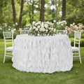Curly Willow 21ft Table Skirt - White | tablecloth | flower centerpiece |