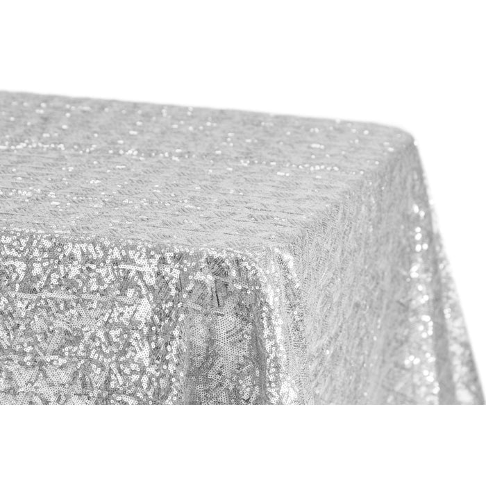Diamond Glitz Sequin Rectangular Tablecloth 90"x156" - Silver - CV Linens