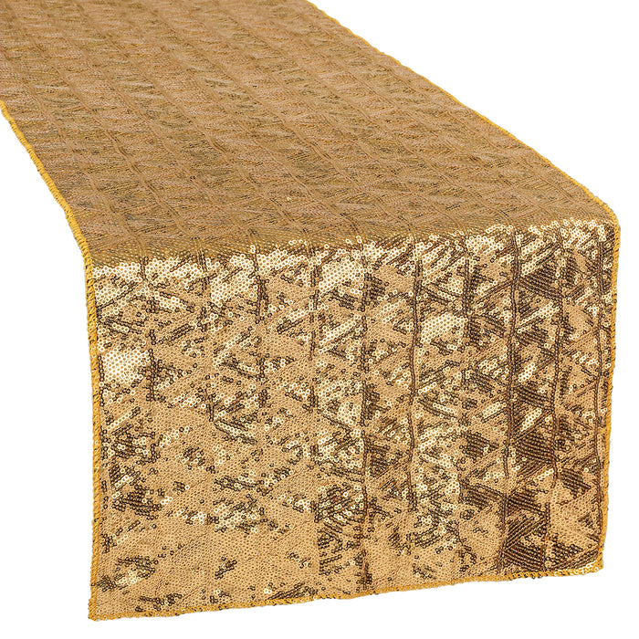 Diamond Glitz Sequin Table Runner - Gold