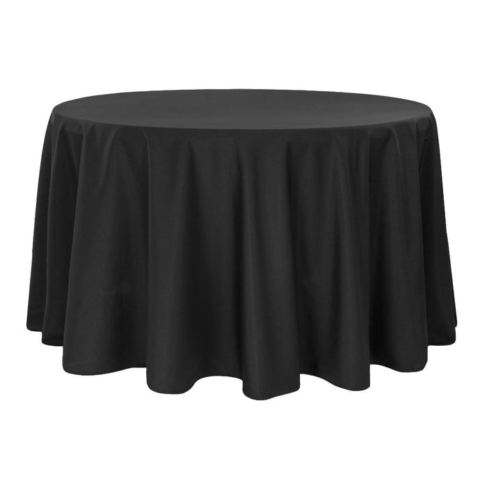 Economy Polyester Tablecloth 108" Round - Black - CV Linens