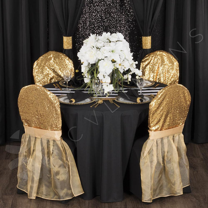 Economy Polyester Tablecloth 108" Round - Black - CV Linens