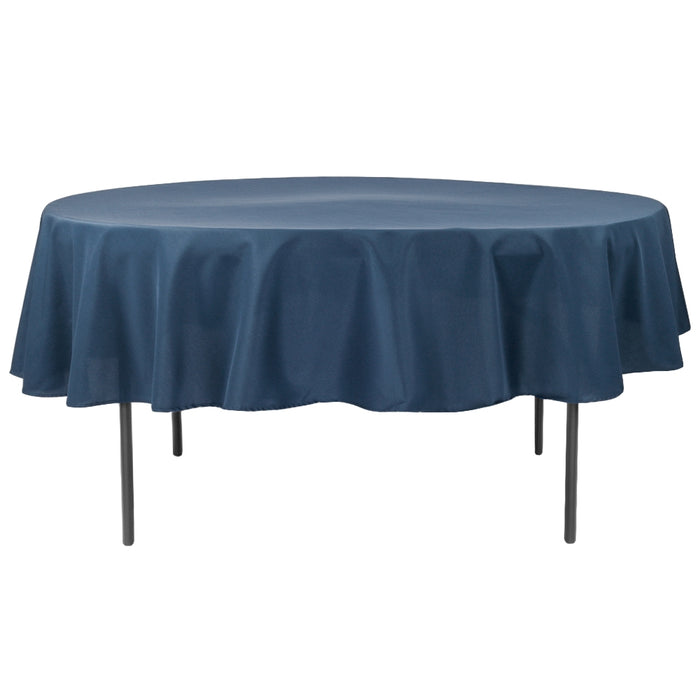 Economy Polyester Tablecloth 90" Round - Navy Blue - CV Linens