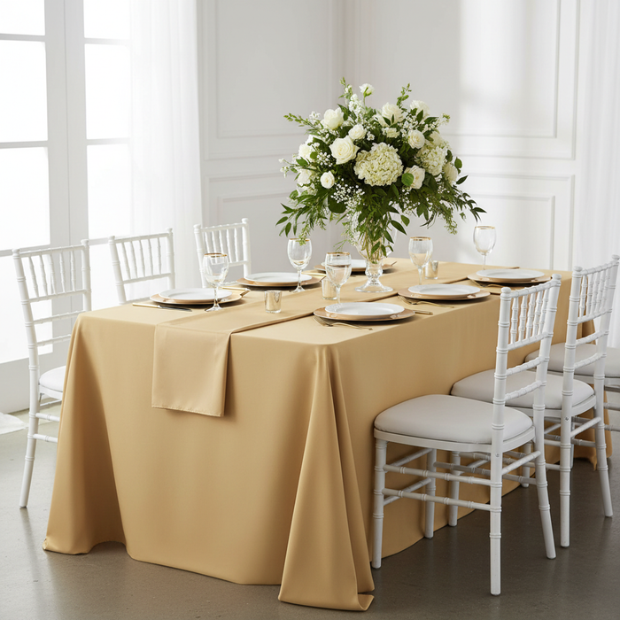 Economy Polyester Tablecloth 90"x132" Oblong Rectangular - Gold.