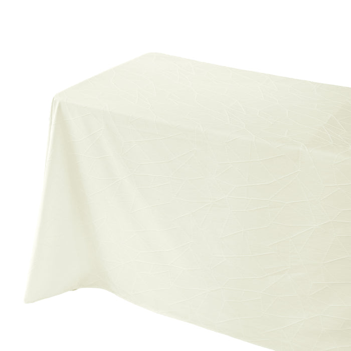 Embossed Geometric Jacquard 90"x132" Rectangle Tablceloth Ivory end view