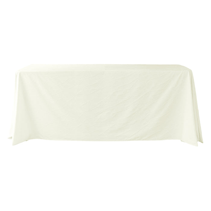 Embossed Geometric Jacquard 90"x132" Rectangle Tablceloth Ivory front view