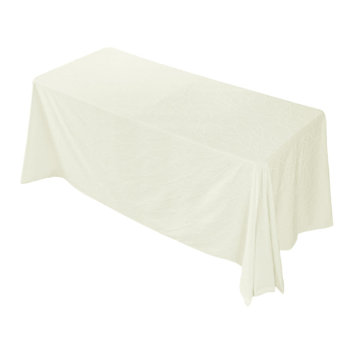 Embossed Geometric Jacquard 90"x132" Rectangle Tablceloth Ivory top view