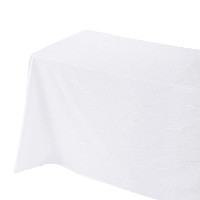 Embossed Geometric Jacquard 90"x132" Rectangle Tablceloth White end view