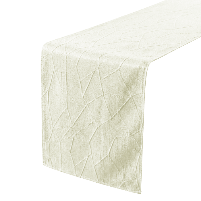 Embossed Geometric Jacquard Table Runner Ivory - CV Linens