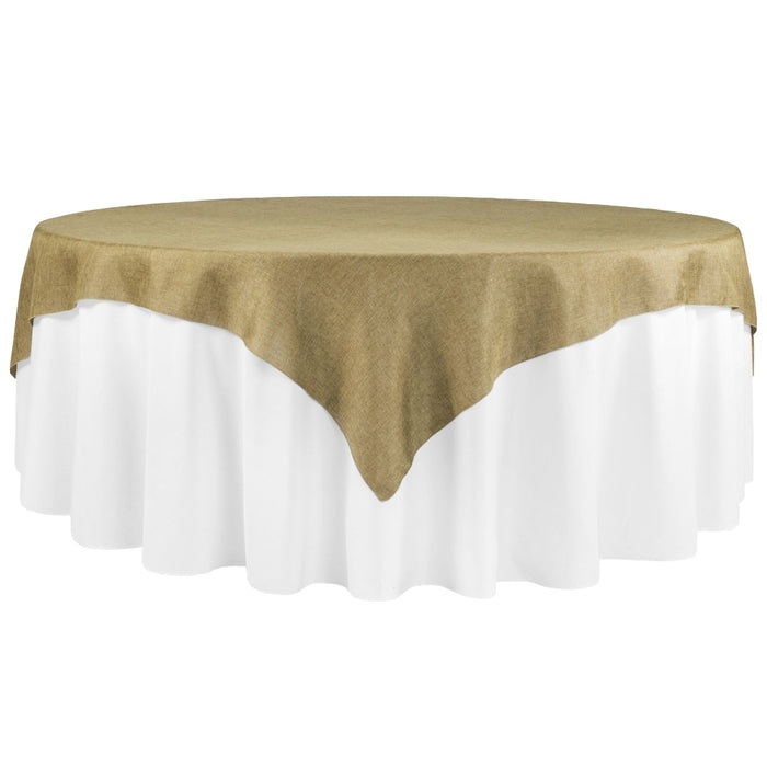 Faux Burlap Table Overlay Topper/Tablecloth 85"x85" Square - Natural Tan - CV Linens