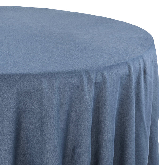 Faux Denim Tablecloth 120" Round - Dark Blue - CV Linens