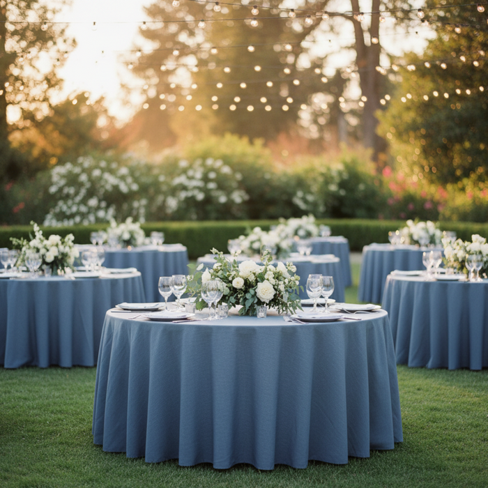 Outdoor Wedding Reception 120 Blue Faux Denim Tablecloth