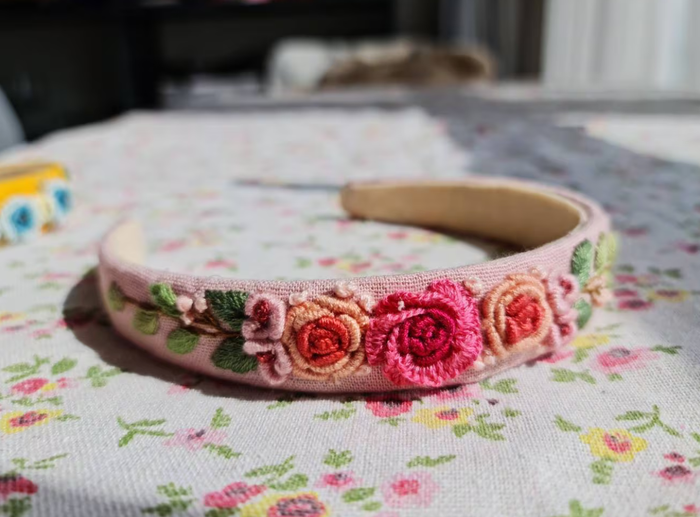 Floral Embroidered Headband, Collection Elena