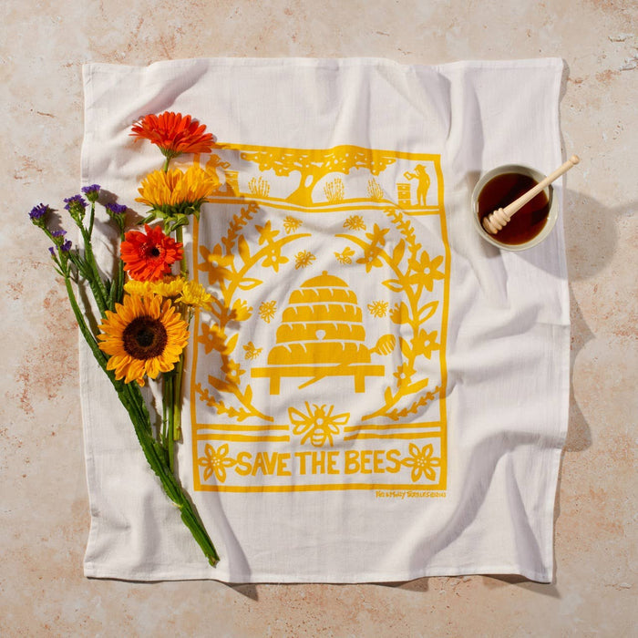 Flour Sack Dish Towel - Bees