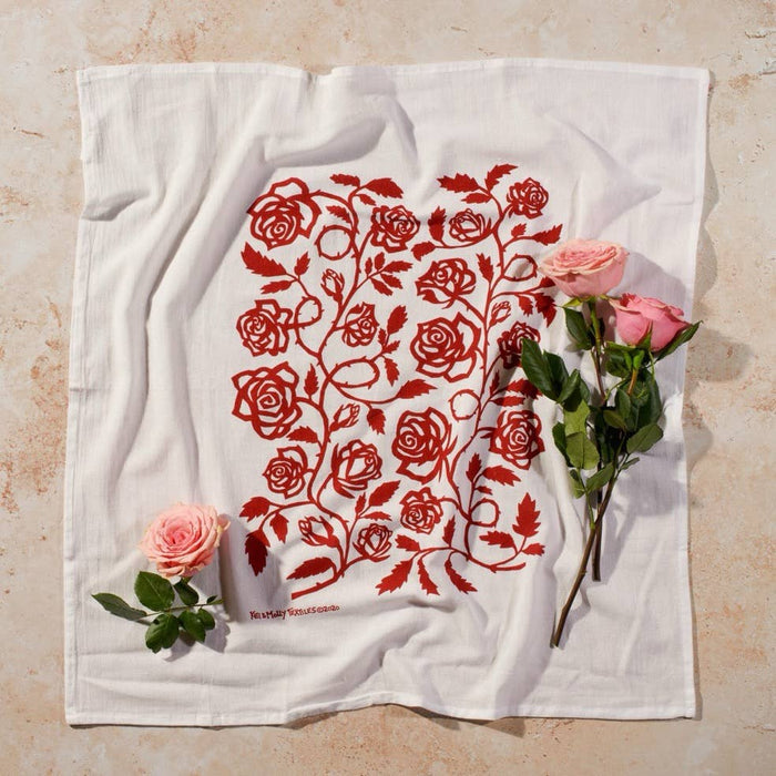 Flour Sack Dish Towel - Roses