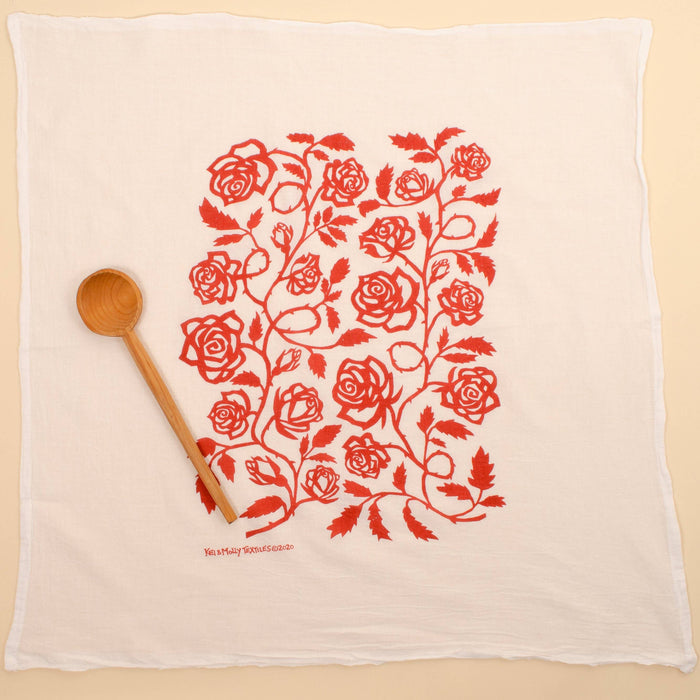 Flour Sack Dish Towel - Roses