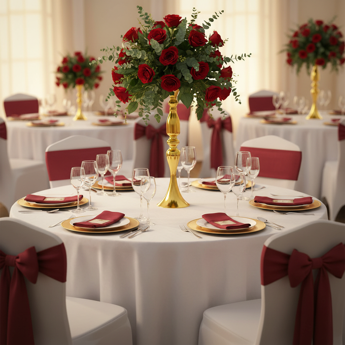 Flower Vase Riser Holder Centerpiece Stand 20"H - Gold | charger plate | napkin | wine goblets | tablecloth |