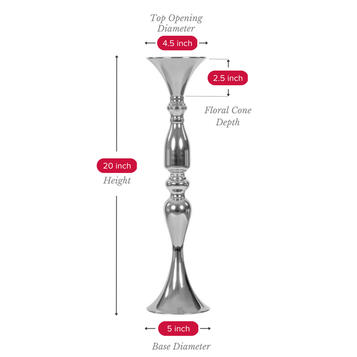 Flower Vase Riser Holder Centerpiece Stand 20"H - Silver