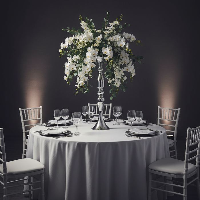 Flower Vase Riser Holder Centerpiece Stand 20"H - Silver | charger plate | napkin | wine goblet |