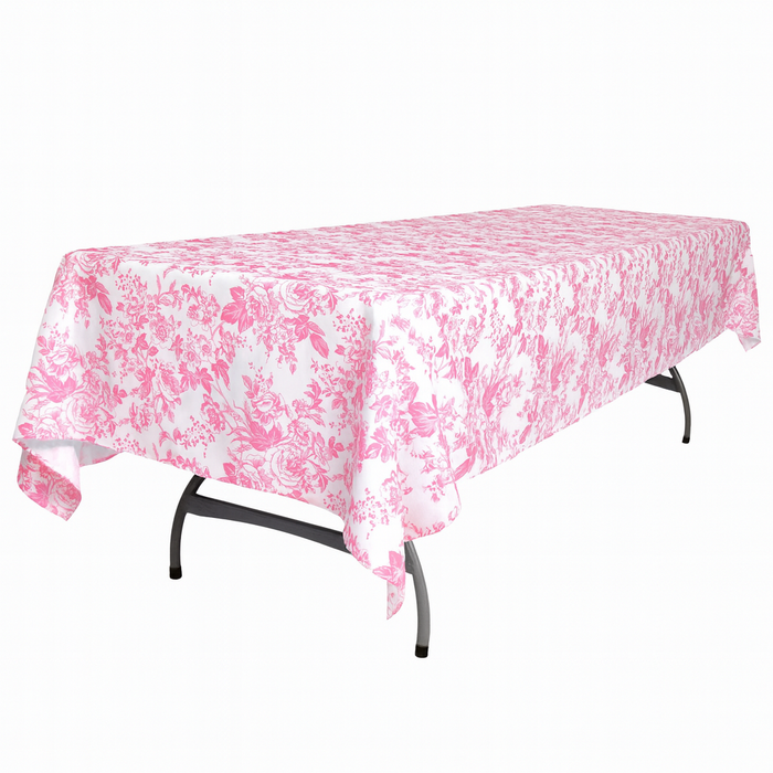 French Toile 60"x120" Rectangular Tablecloth - Pink