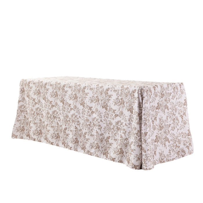 French Toile 90"x156" Rectangular Tablecloth - Taupe