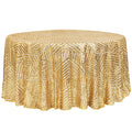 Geometric Glitz Art Deco Sequin Tablecloth 120" Round - Gold - CV Linens