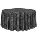 Geometric Glitz Art Deco Sequin Tablecloth 132" Round - Black - CV Linens