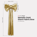 Giant Fabric Bow for Backdrop Metallic Gold infographic showing the height and width of the bow