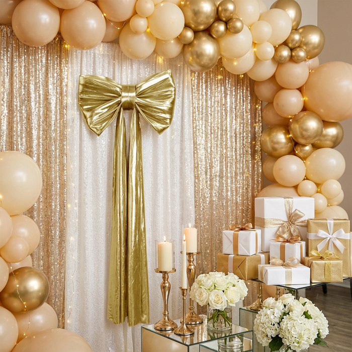 Giant Fabric Bow for Backdrop Metallic Gold - CV Linens