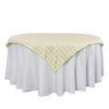 Gingham Checkered Square 70"x70" Polyester Overlay/Tablecloth Yellow & White front view