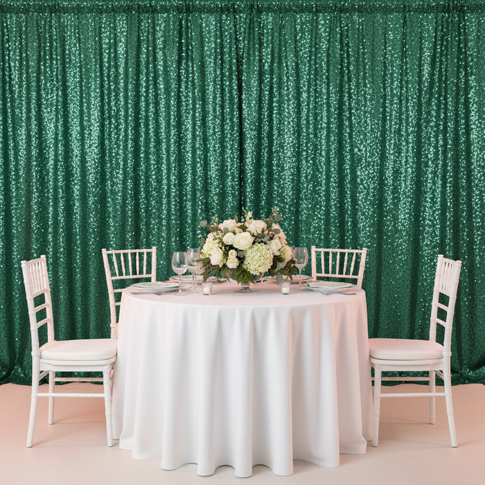 Glitz Sequin 12ft H x 52" W Drape/Backdrop panel - Emerald Green | uprights | bases | crossbar |