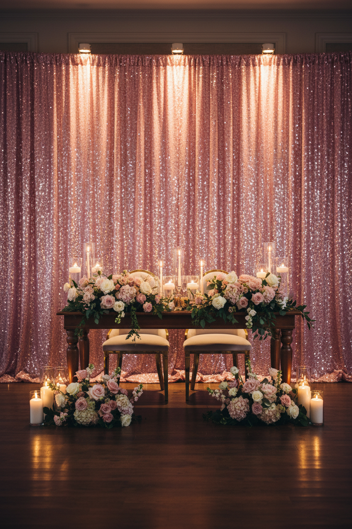 Glitz Sequin 12ft H x 52" W Drape/Backdrop panel - Pink